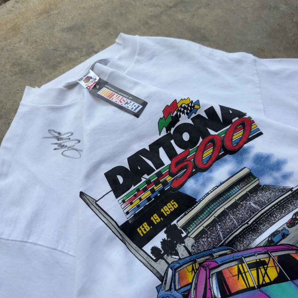 Vintage 90s Fruit of the Loom Daytona 500 NASCAR Racing Harry Gant White XXL d12